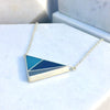 Reversible - Geometric silver and resin pendent - with snake chain warm and cool options
