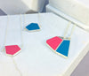 Reversible - Fragment pendent in silver and resin - pink & blue