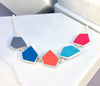 Reversible Fragment necklace - silver & resin - 32 colour combinations - cool colours