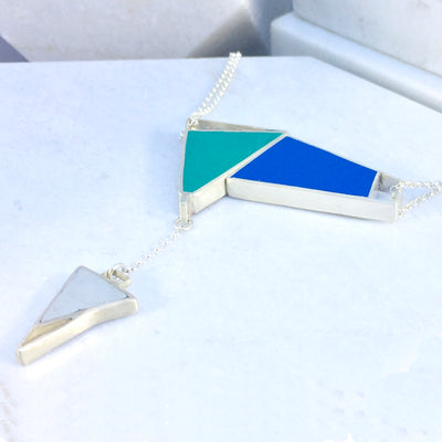 Magnetic - Reversible Necklace - 24 combinations - red, grey, blue, green with grey drop