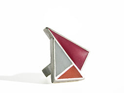 Minimalist & striking ring- sliver and resin- in red, grey and orange
