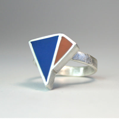 Minimalist ring - pop of colour - sliver and resin- customise own colours